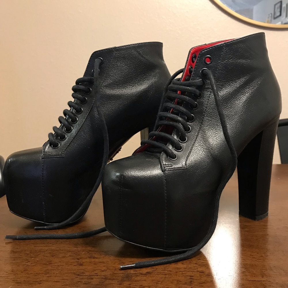 Kat Von D Black and Red Heeled Boots
